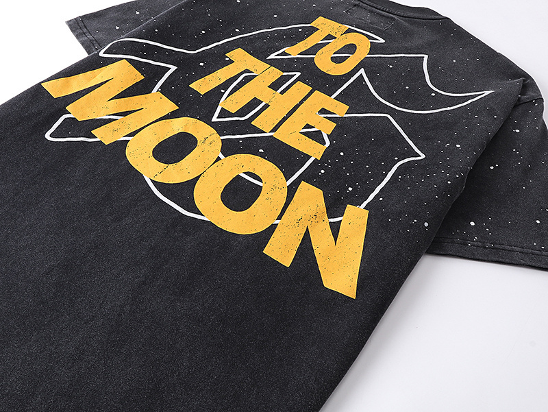 Godspeed To The Moon Print T-shirt #1090 Black
