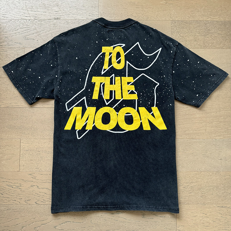 Godspeed To The Moon Print T-shirt #1090 Black