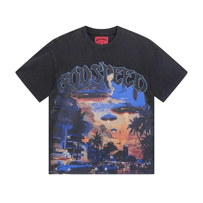 Godspeed UFO Arrival Print T-shirt #1066 Black 01