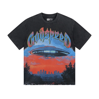 Godspeed UFO Print T-shirt #1125 Black/Blue 02