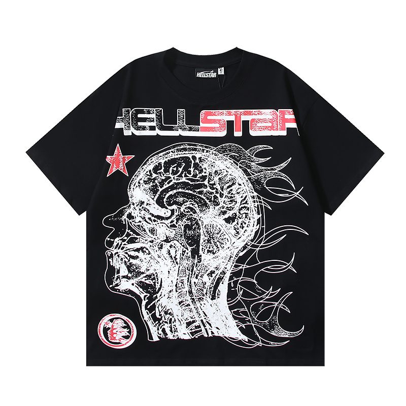 Hellstar T-shirt YL#511 White/Black/Apricot