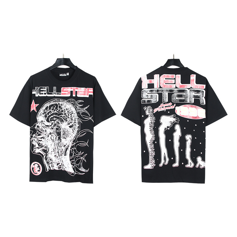 Hellstar T-shirt YL#511 White/Black/Apricot