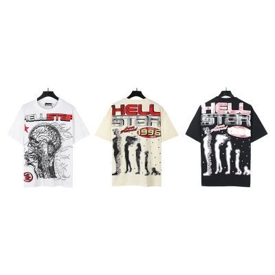 Hellstar T-shirt YL#511 White/Black/Apricot 02