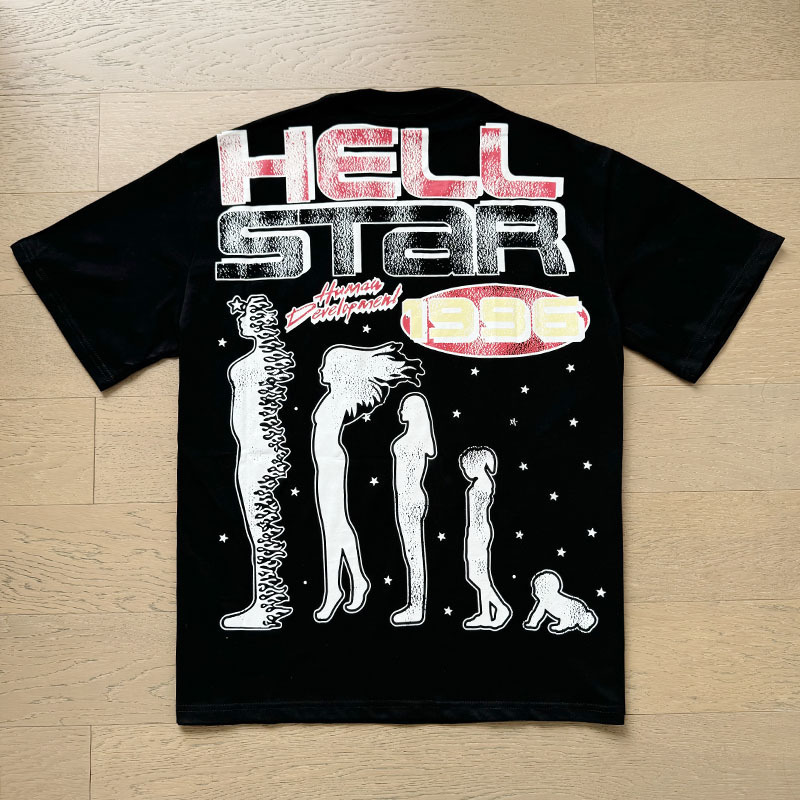 Hellstar T-shirt YL#511 White/Black/Apricot