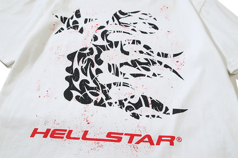 Hellstar T-Shirt YL #588 White Red/White Green