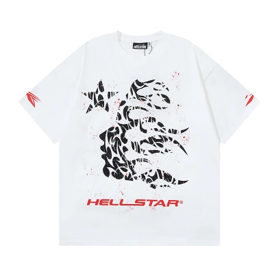 Hellstar T-Shirt YL #588 White Red/White Green 02