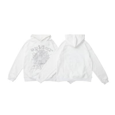 Sp5der OG Rhinestone Hoodie White 02