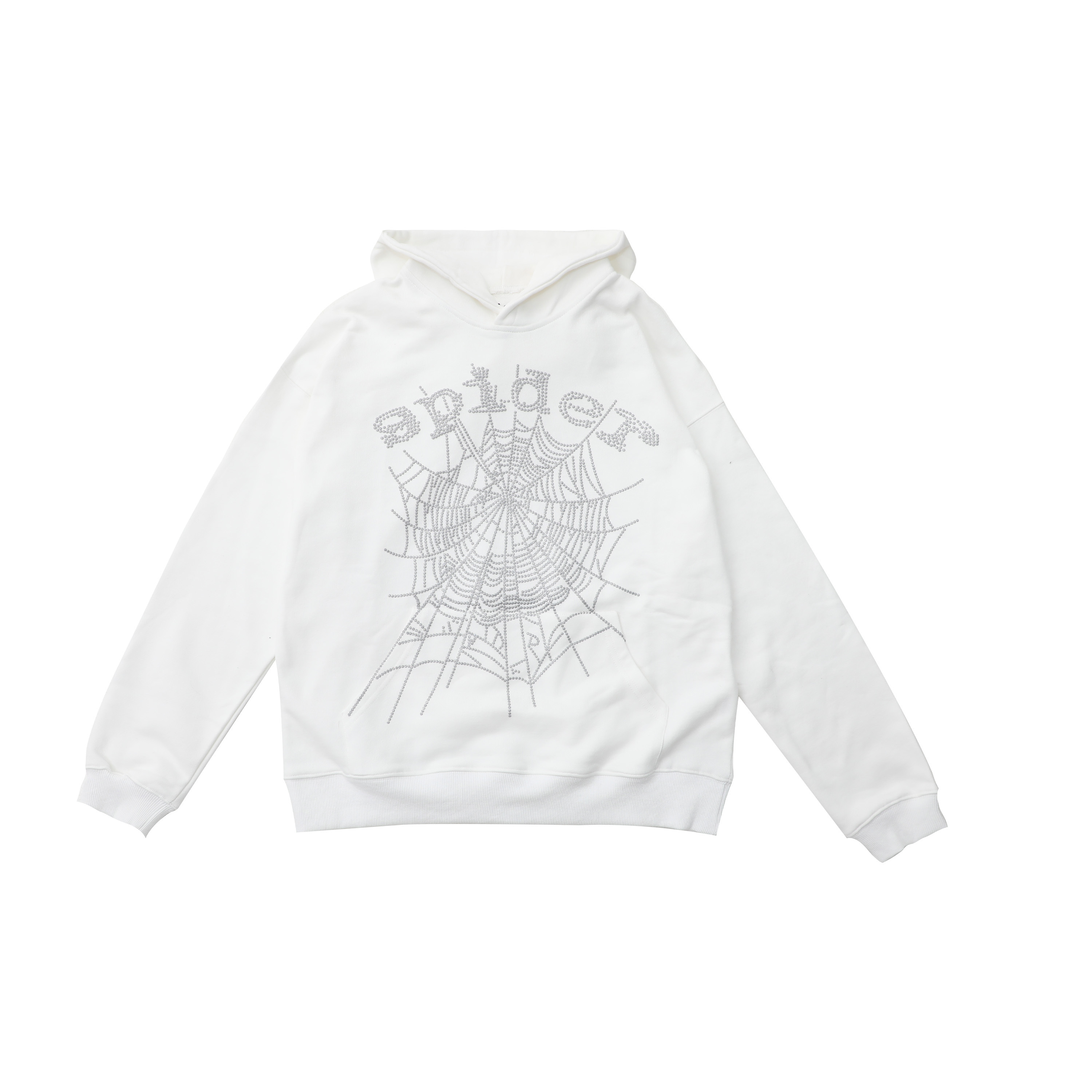 Sp5der OG Rhinestone Hoodie White