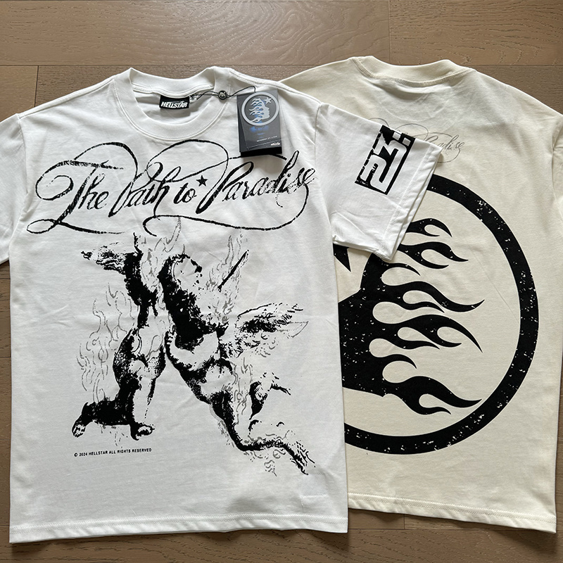 Hellstar T-shirt YL#593 White/Apricot