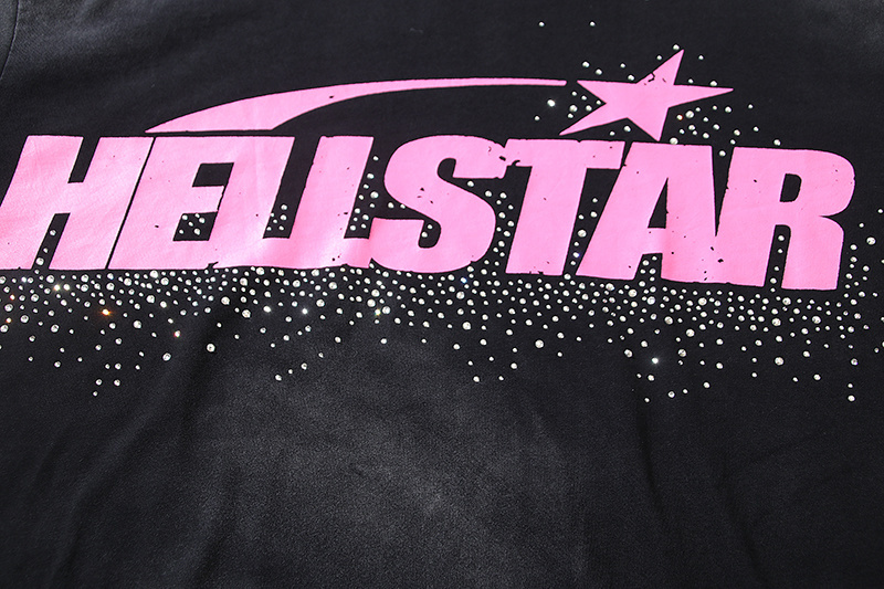 Hellstar T-shirt YL#6753 Embroidered Black Pink