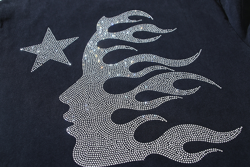 Hellstar T-shirt YL#6771 Black Purple Embroidered