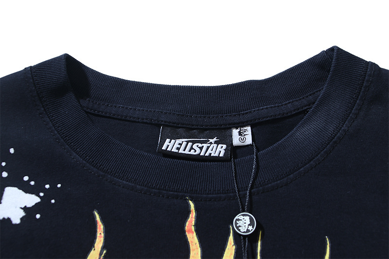 Hellstar T-shirt YL#6783 Black Embroidered