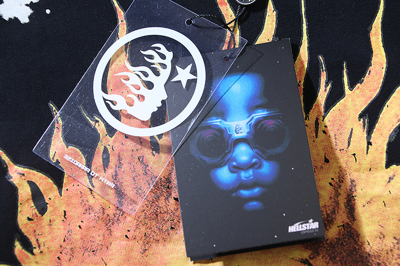 Hellstar T-shirt YL#6783 Black Embroidered