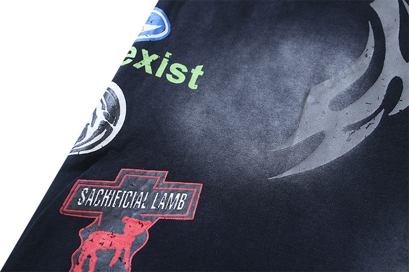 Hellstar T-shirt YL#6783 Black Embroidered