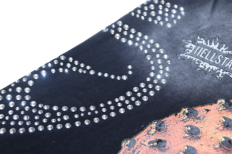 Hellstar T-shirt YL#6783 Black Embroidered