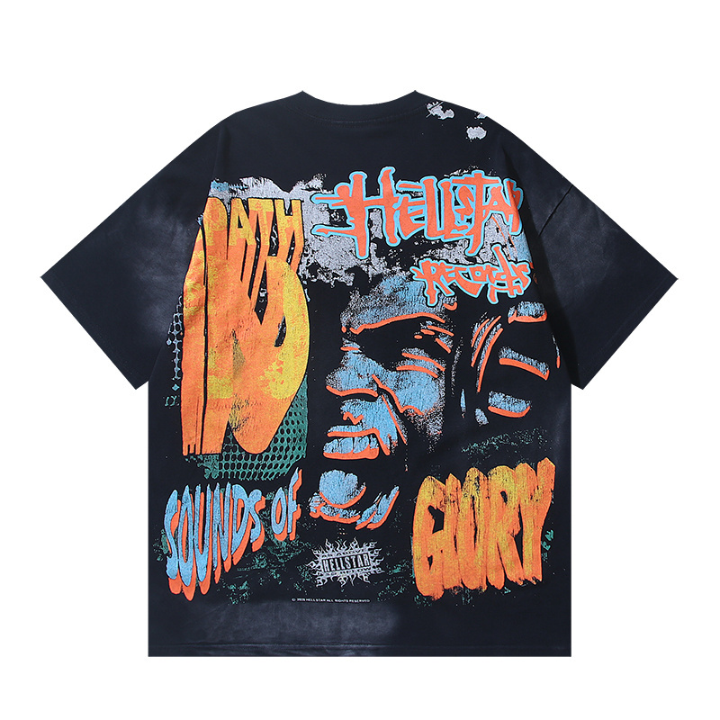 Hellstar T-shirt YL#6788 Black Embroidered