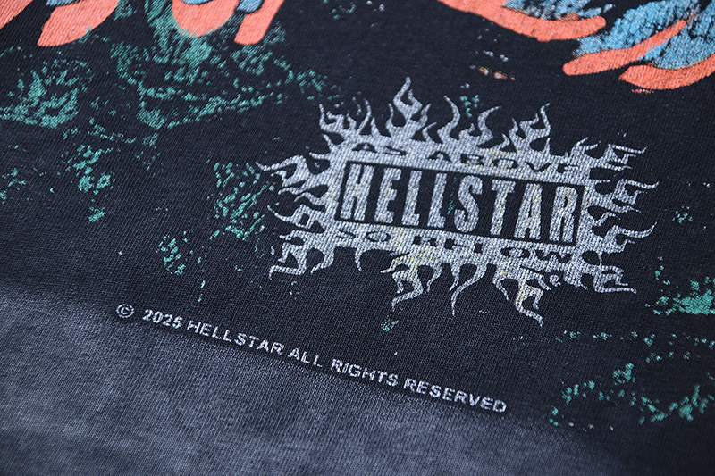 Hellstar T-shirt YL#6788 Black Embroidered
