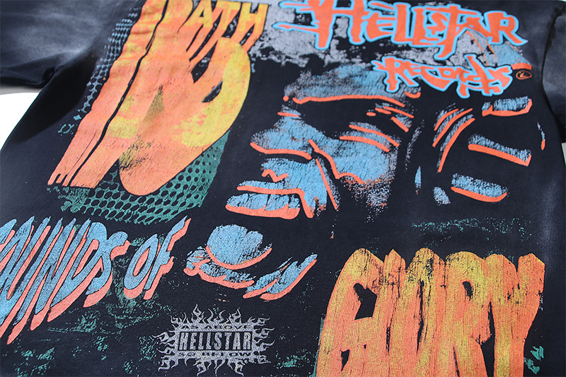 Hellstar T-shirt YL#6788 Black Embroidered