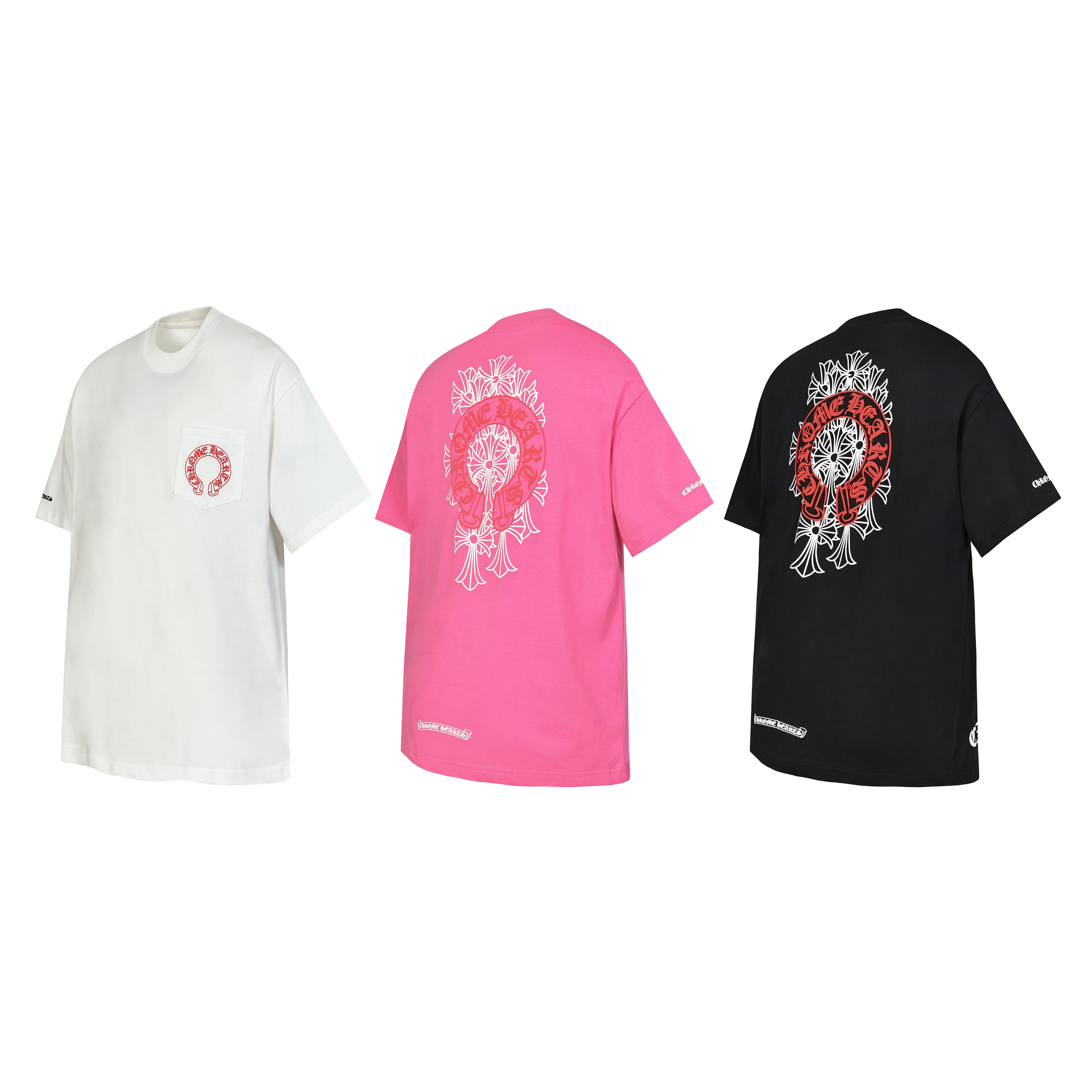Chrome Hearts T-shirt YL#2221 Black/White/Pink