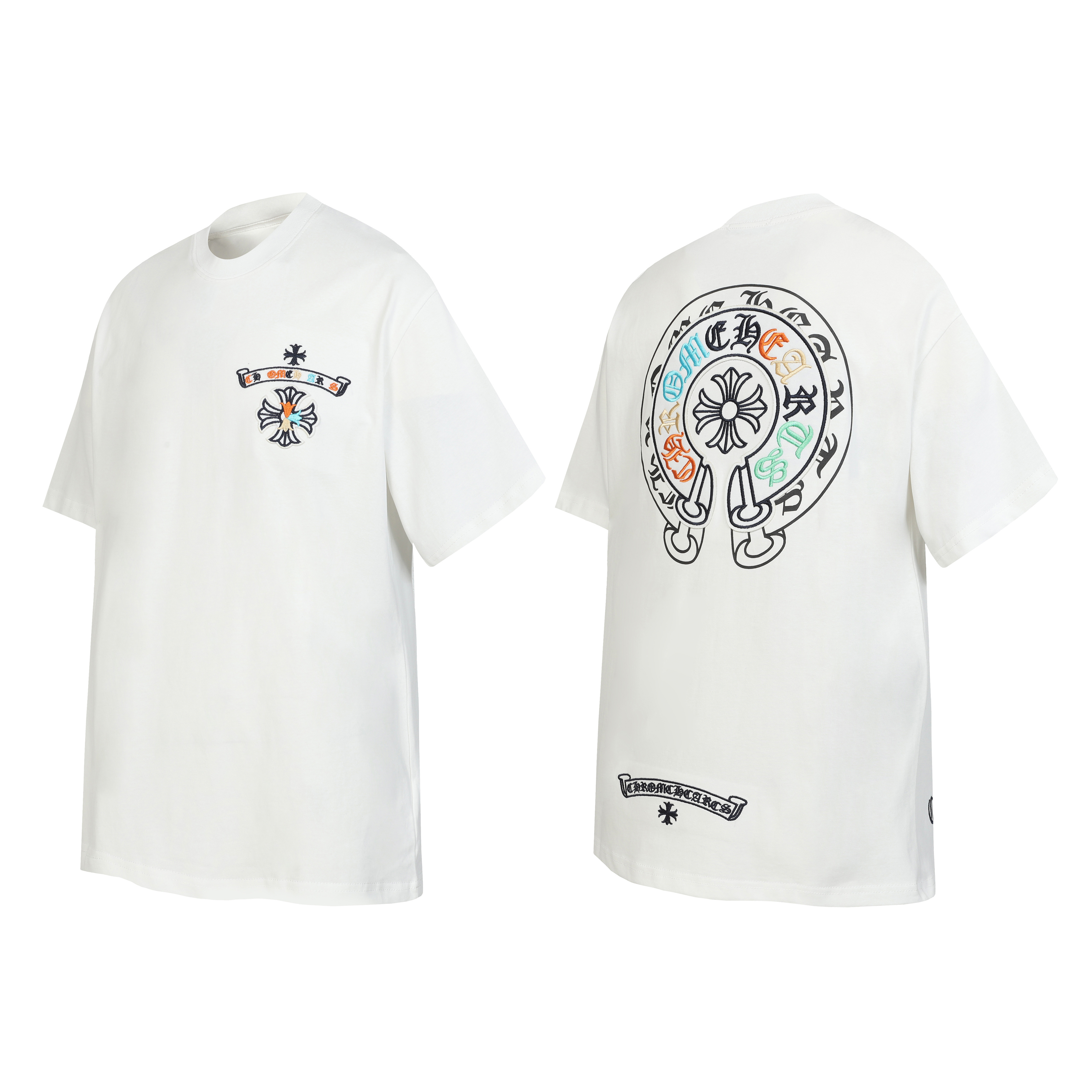 Chrome Hearts T-shirt YL#2227 Black/White/Blue/Orange