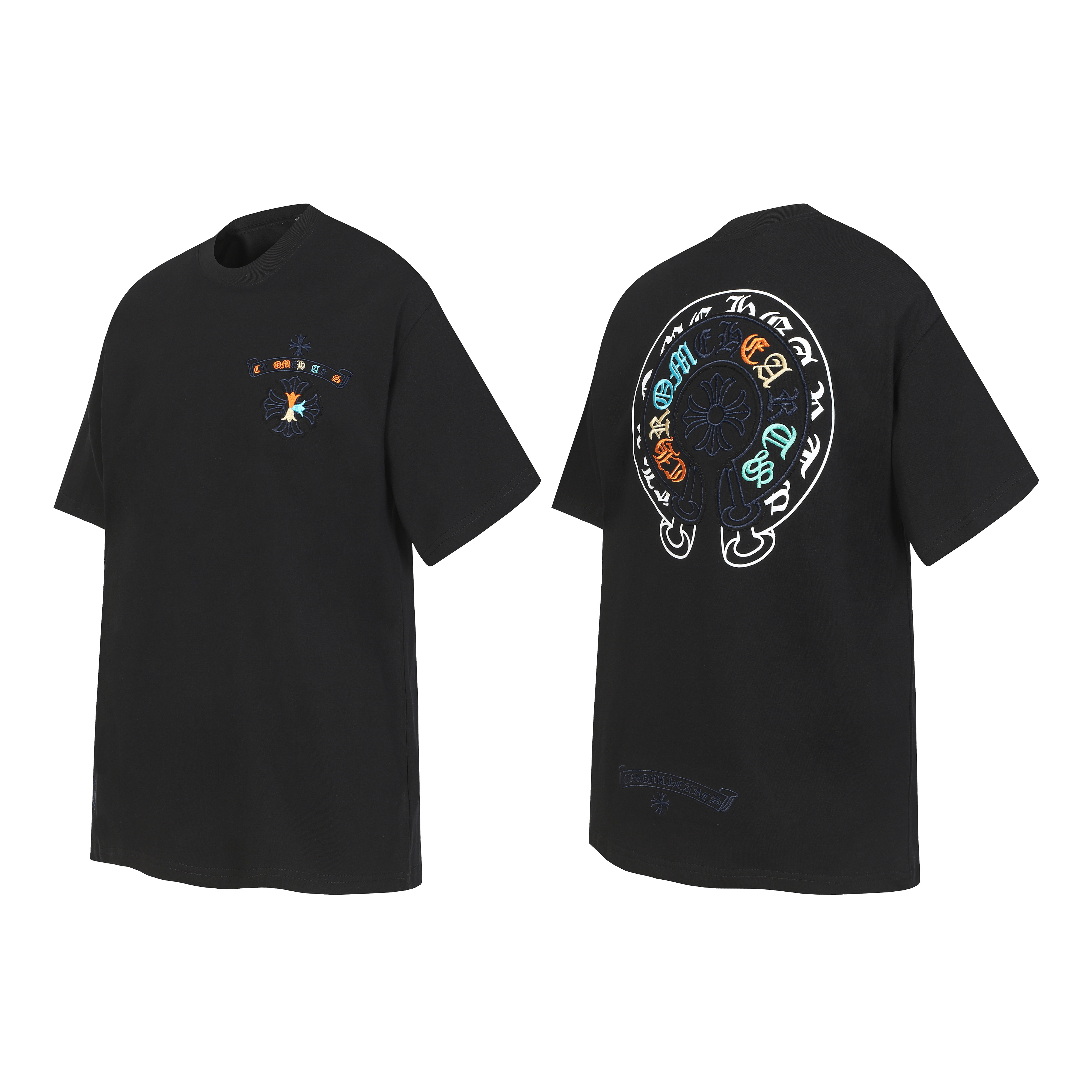 Chrome Hearts T-shirt YL#2227 Black/White/Blue/Orange