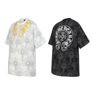 Chrome Hearts T-shirt YL#2251 Dark Pattern Black/White 01