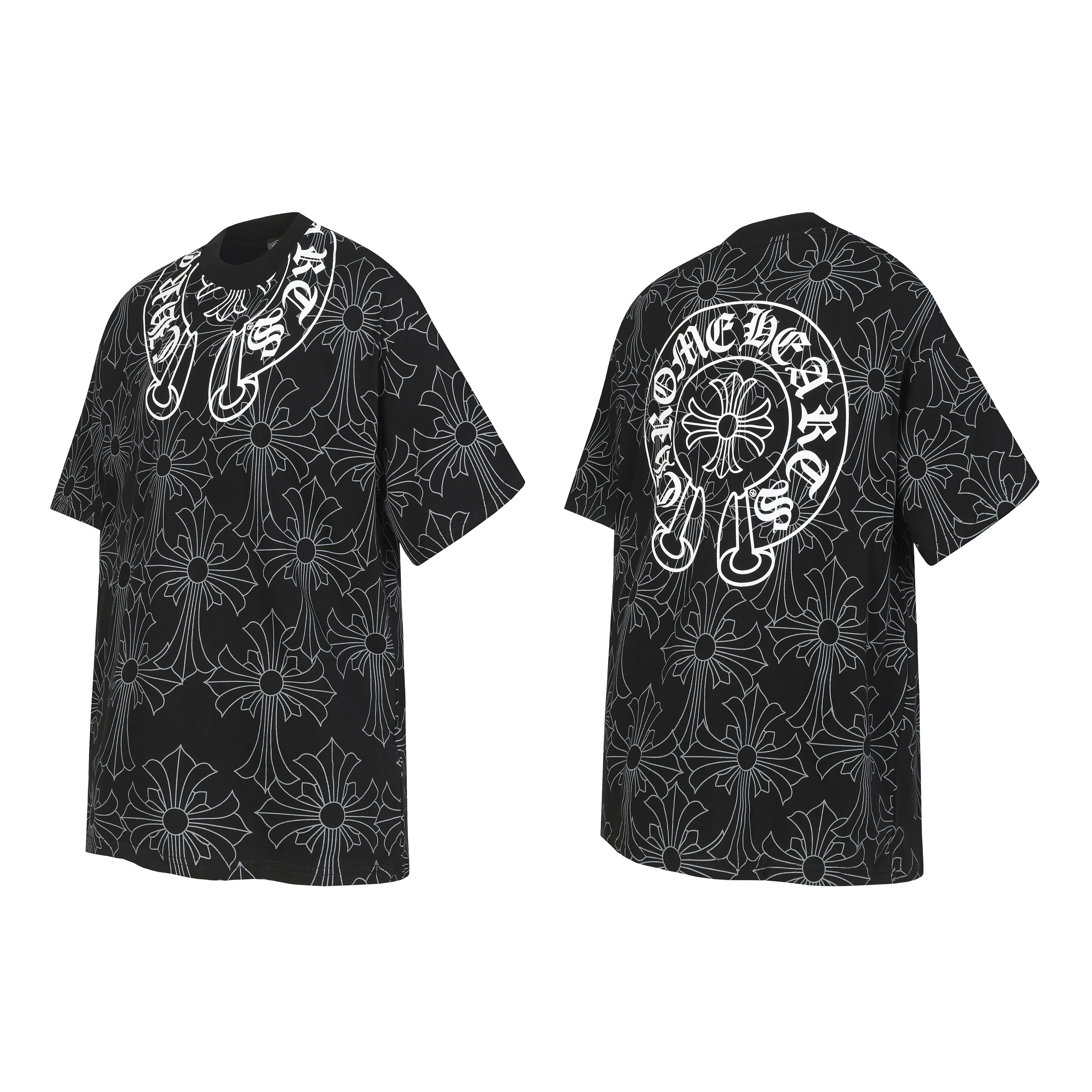 Chrome Hearts T-shirt YL#2251 Dark Pattern Black/White