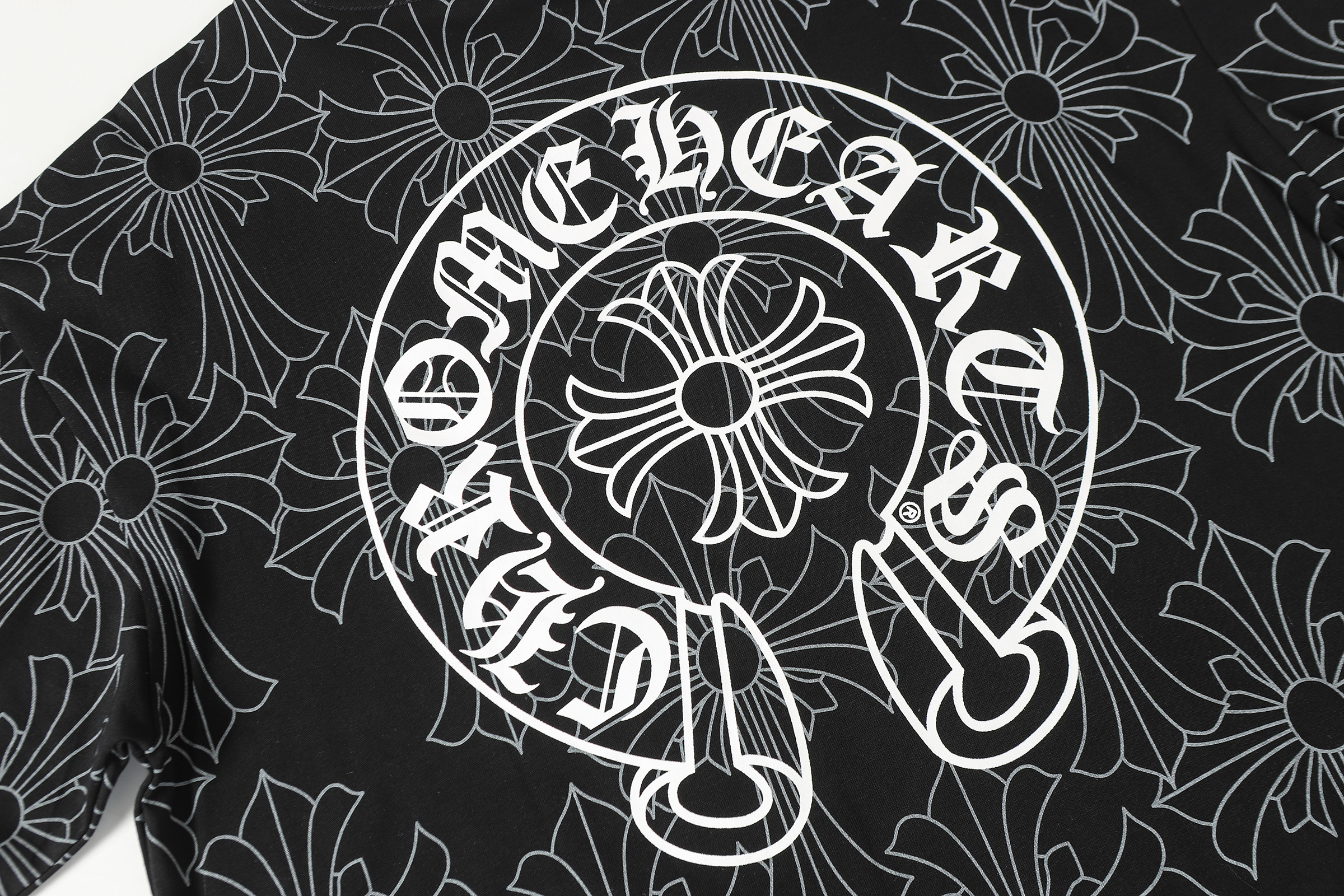 Chrome Hearts T-shirt YL#2251 Dark Pattern Black/White