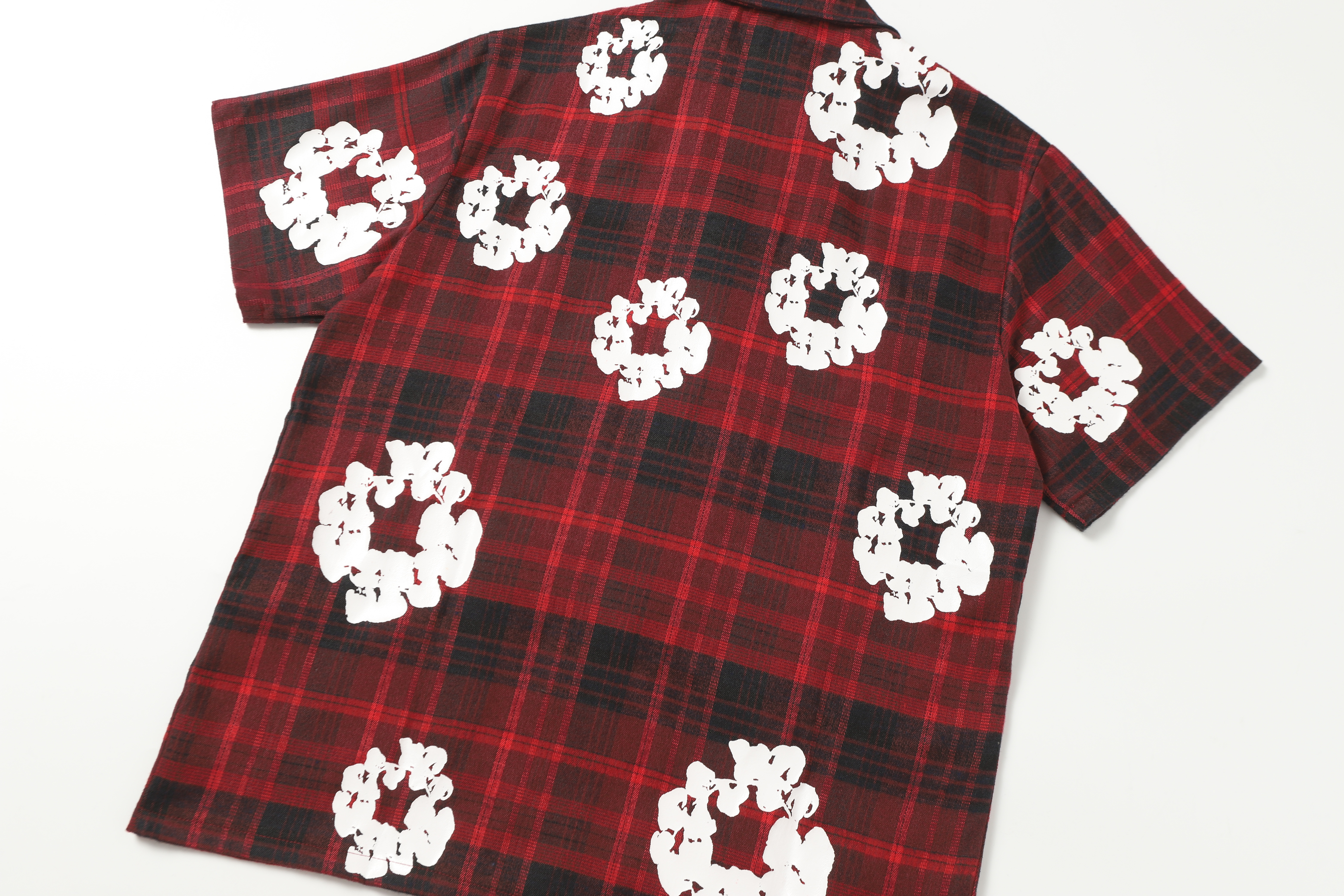 Denim Tears Plaid Short Sleeve Set YL #388-8618 Red/Grey/Yellow