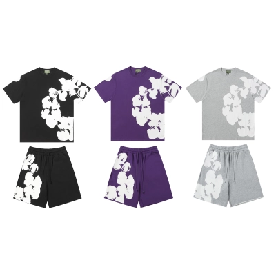 Denim Tears Short-Sleeve Set YL#322-8622 Black/Grey/Purple 01