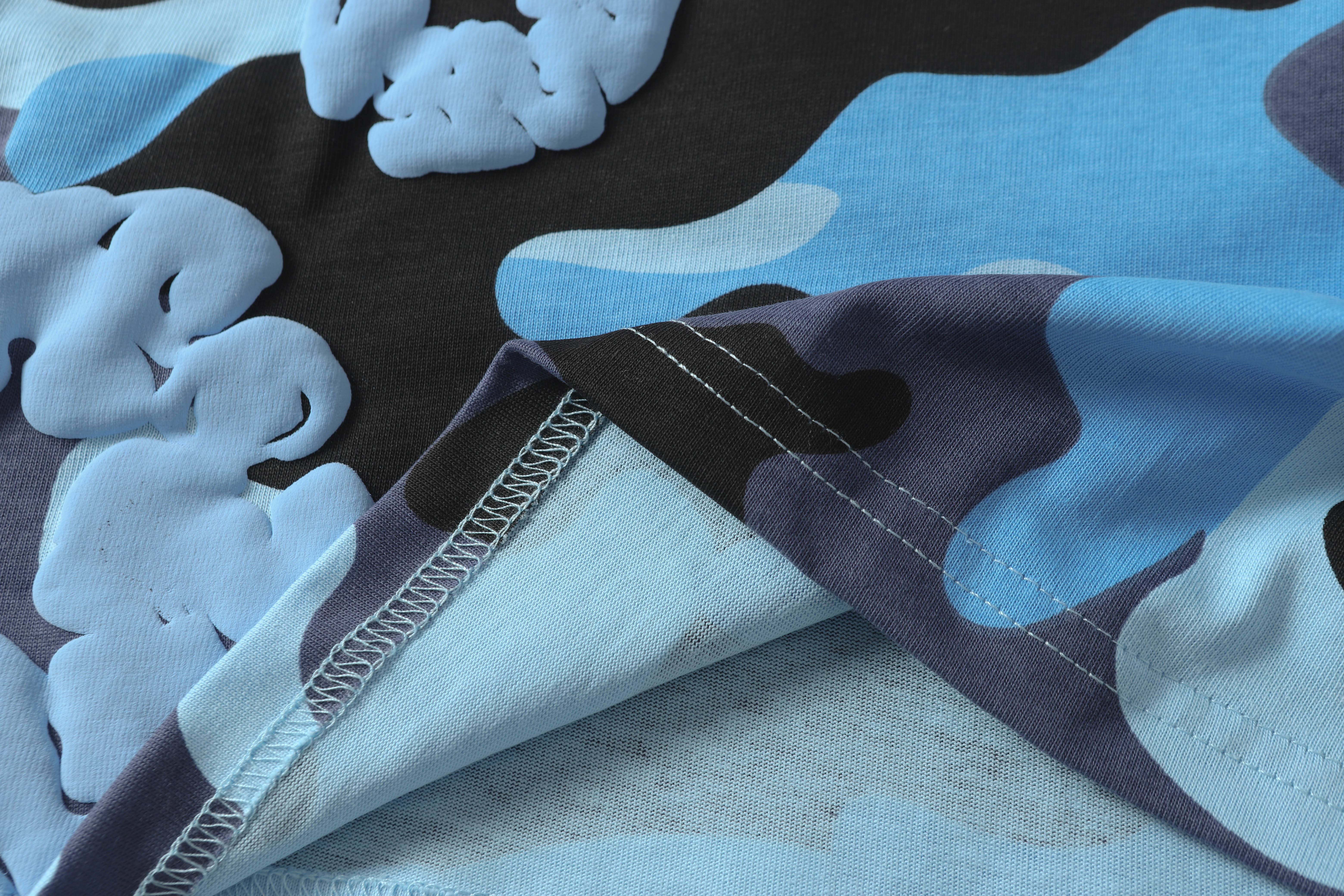 Denim Tears Short-Sleeve Set YL#208-8208 Camouflage Blue