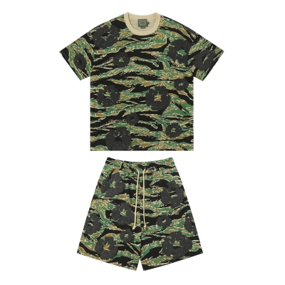 Denim Tears Short-Sleeve Set YL#208-8208 Camouflage Green 01