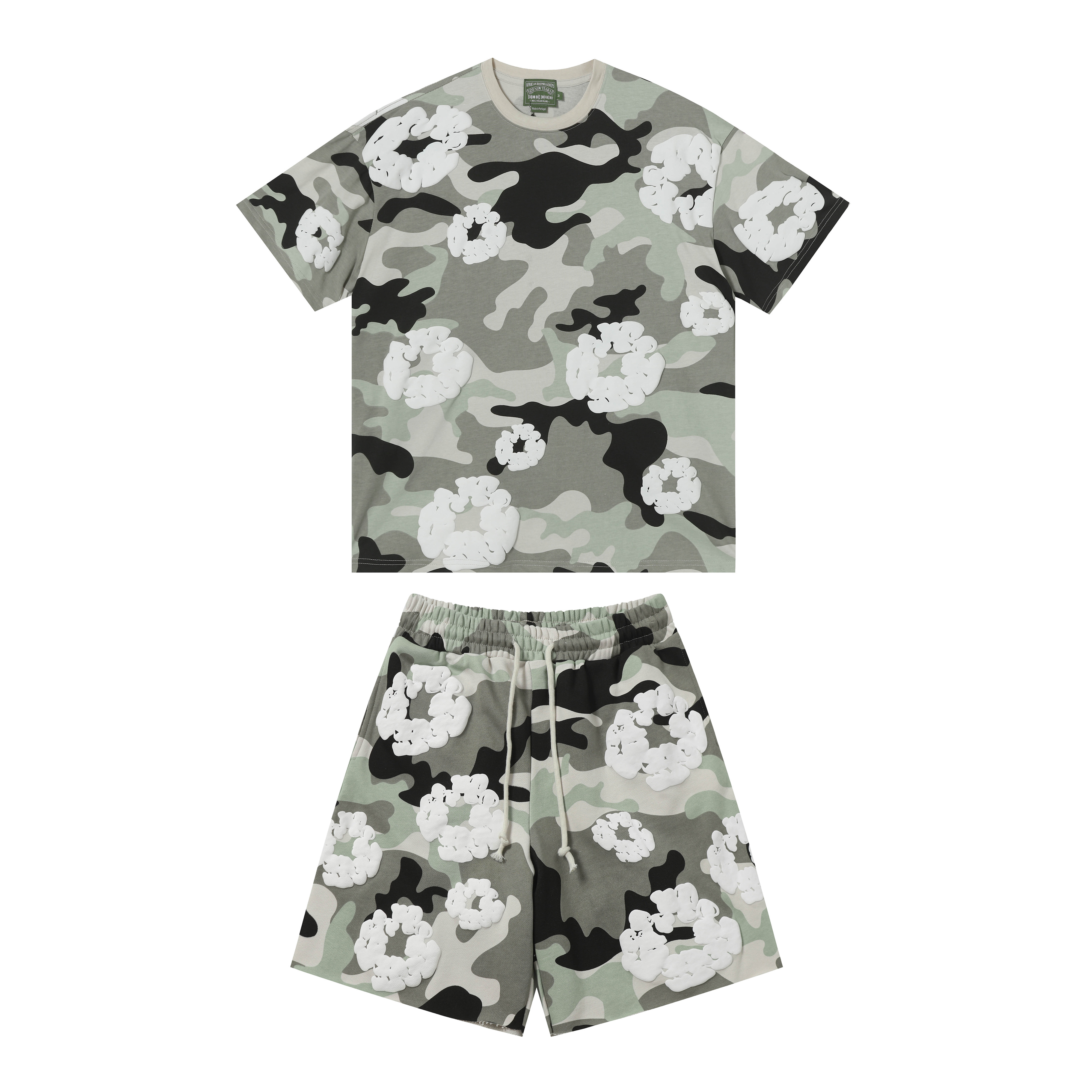 Denim Tears Short-Sleeve Set YL#208-8208 Camouflage Grey
