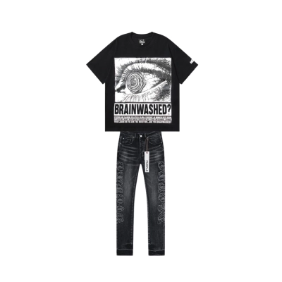 Hellstar T-shirt 520 + Purple Brand Jeans YL#PU186 01