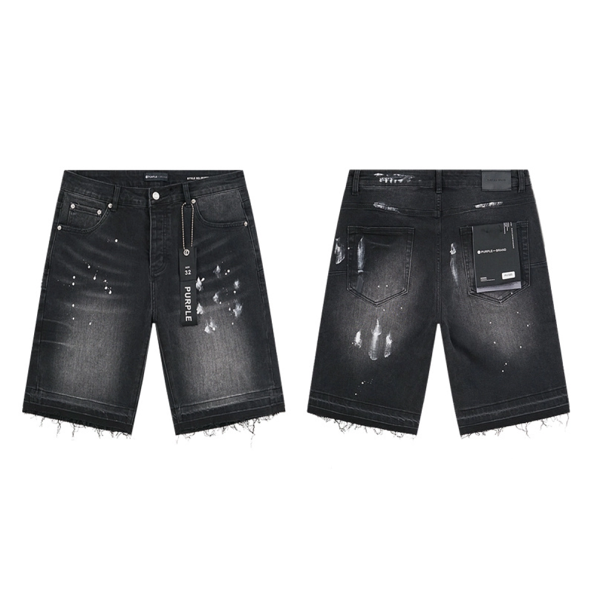 【FLASH SALE】Hellstar T-shirt YL#6779 Black + Purple Brand Denim Shorts YL#PU505