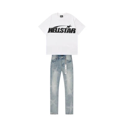 【FLASH SALE】Hellstar T-shirt 503 + Purple Brand Jeans YL#PU827 01