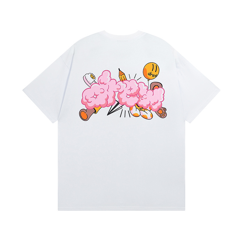 Drew House T-shirt YL#DH8017 Black/White/Pink