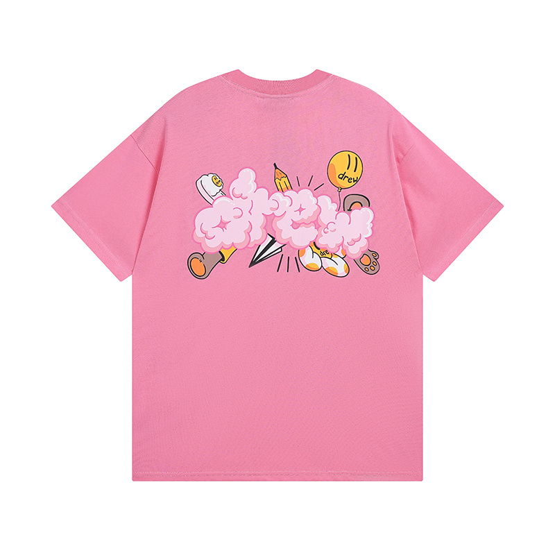 Drew House T-shirt YL#DH8017 Black/White/Pink