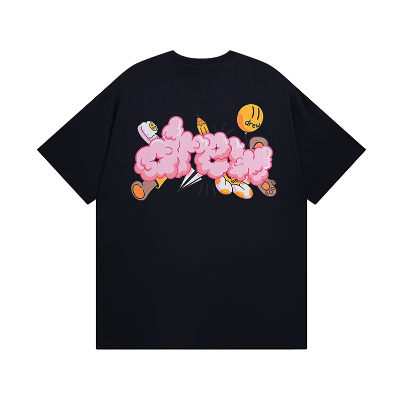 Drew House T-shirt YL#DH8017 Black/White/Pink