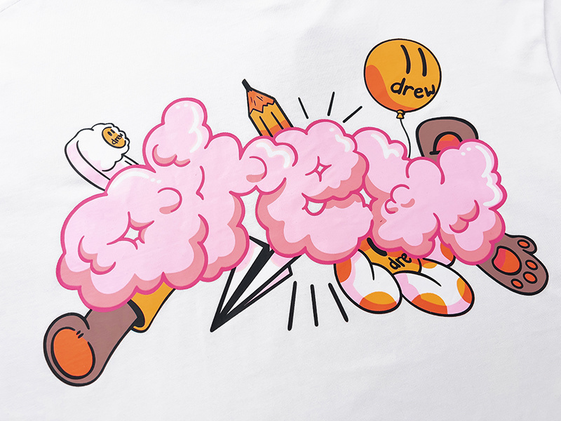 Drew House T-shirt YL#DH8017 Black/White/Pink