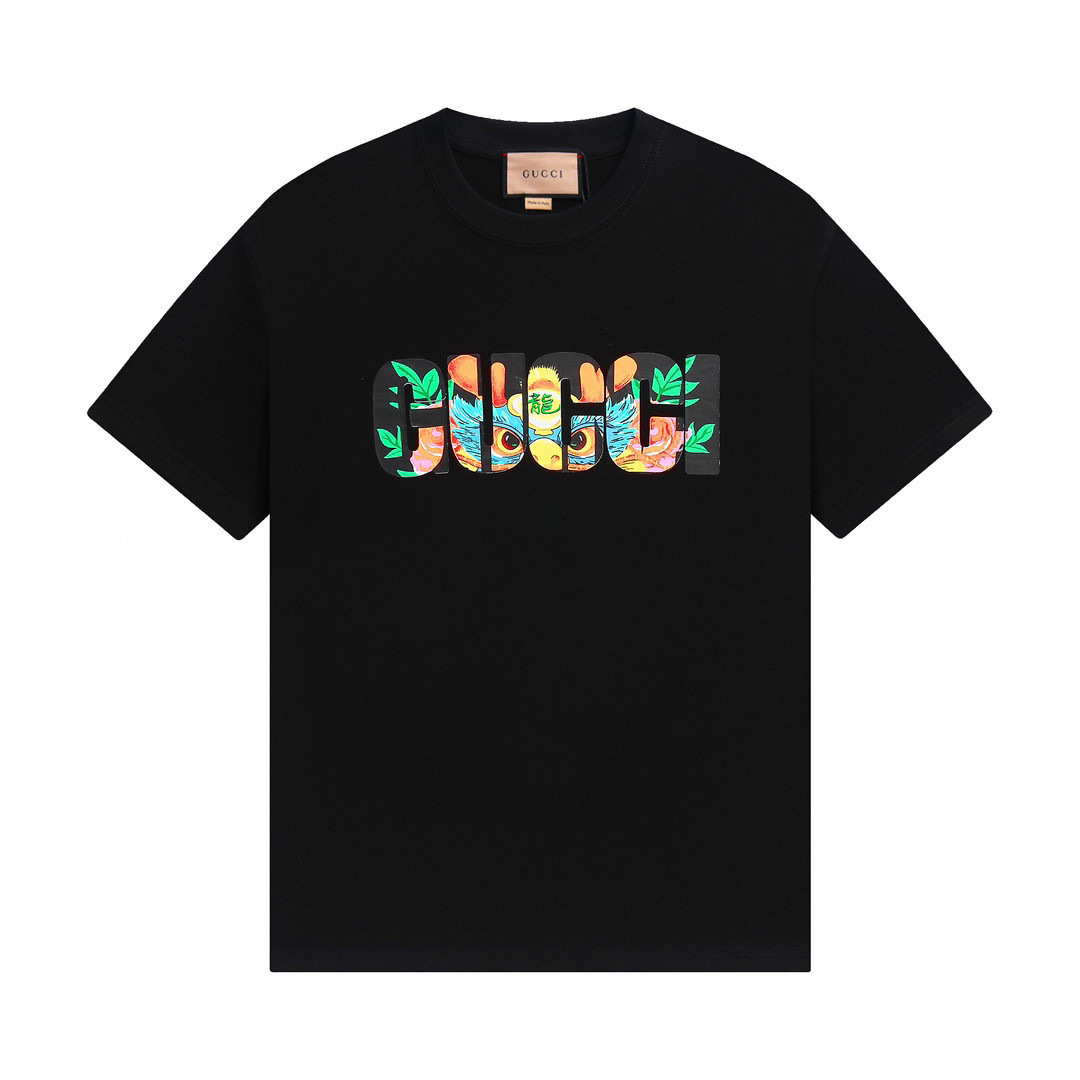 Gucci T-shirt YL#826 Black/Apricot