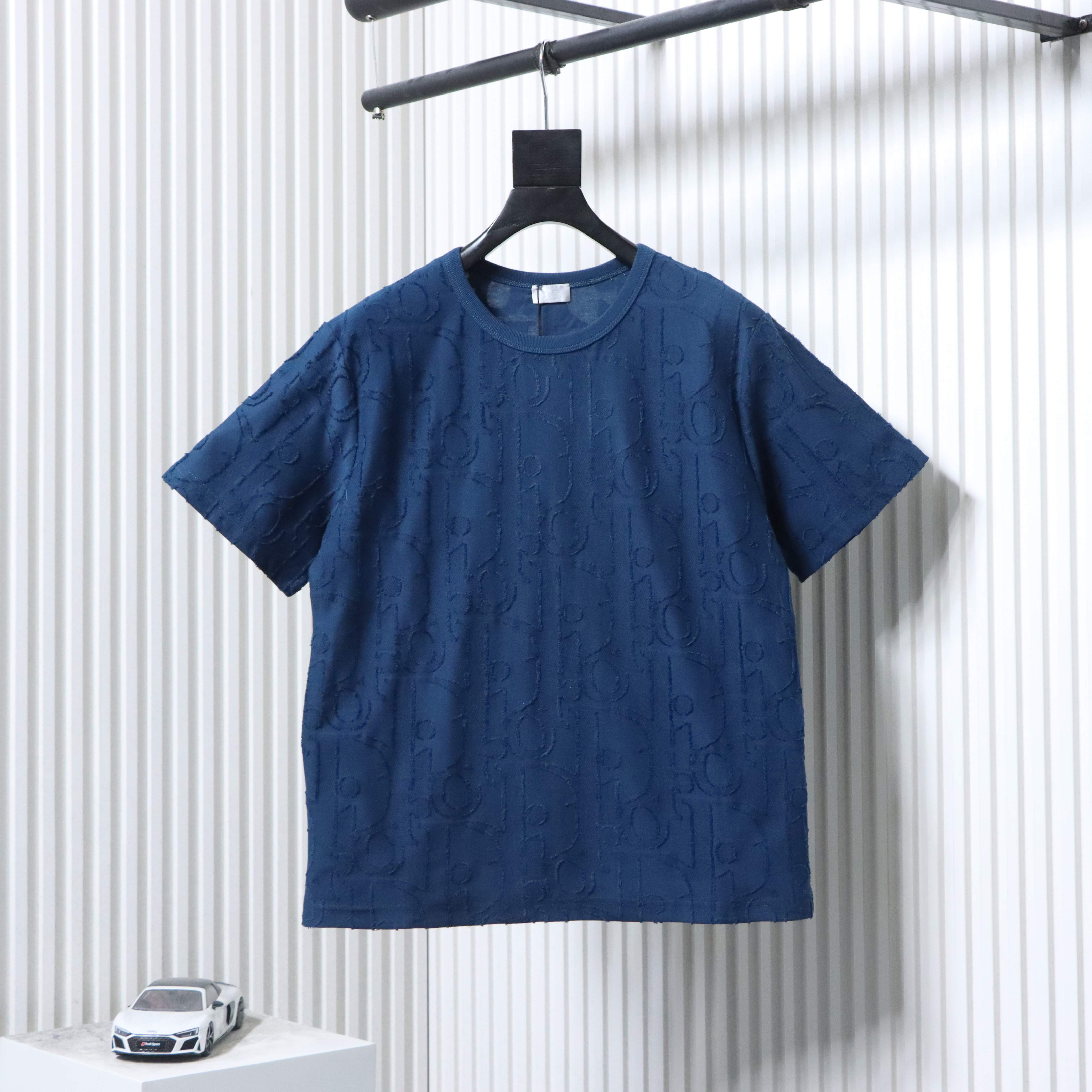 Dior 25ss Full-Canvas Brocade T-Shirt YL Blue