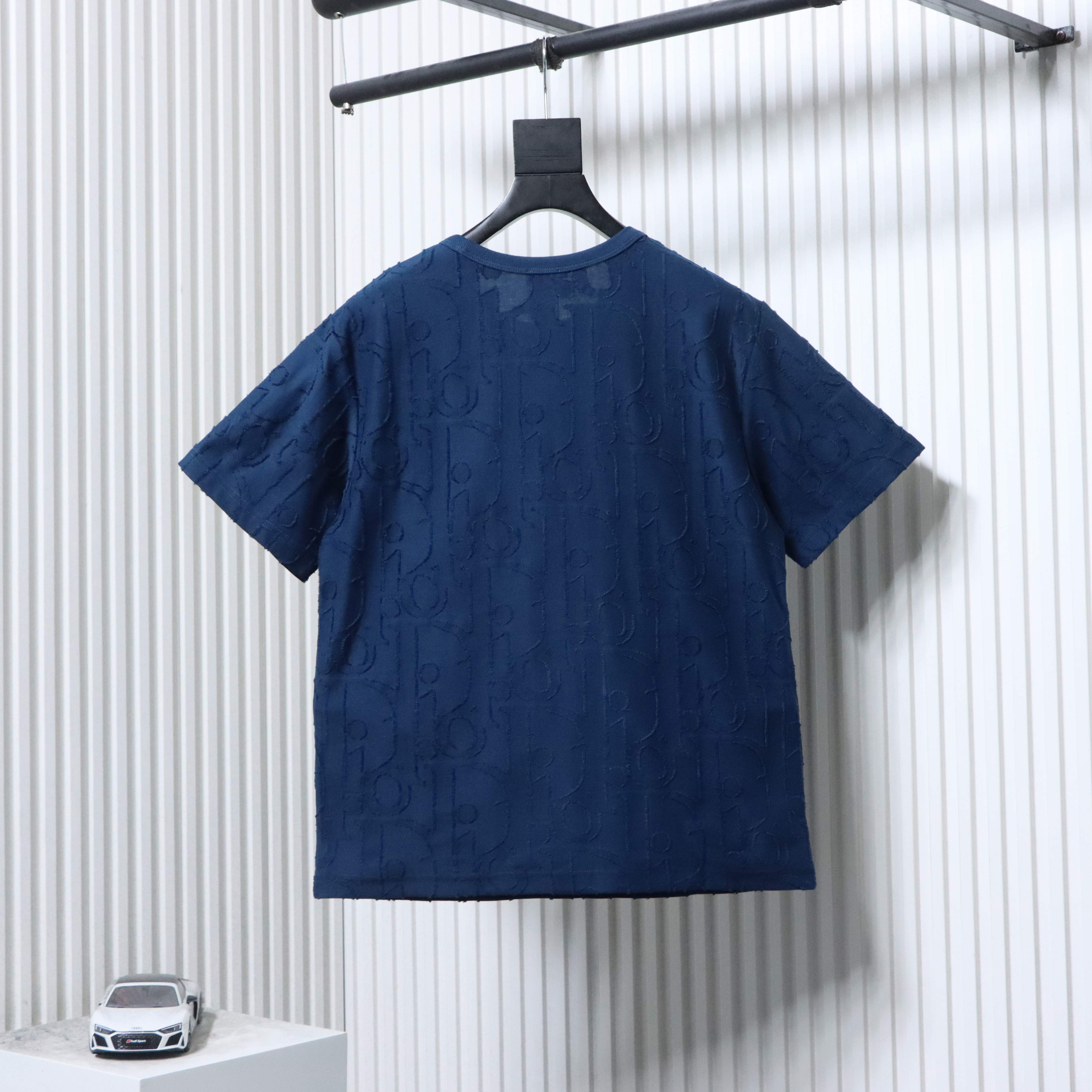 Dior 25ss Full-Canvas Brocade T-Shirt YL Blue