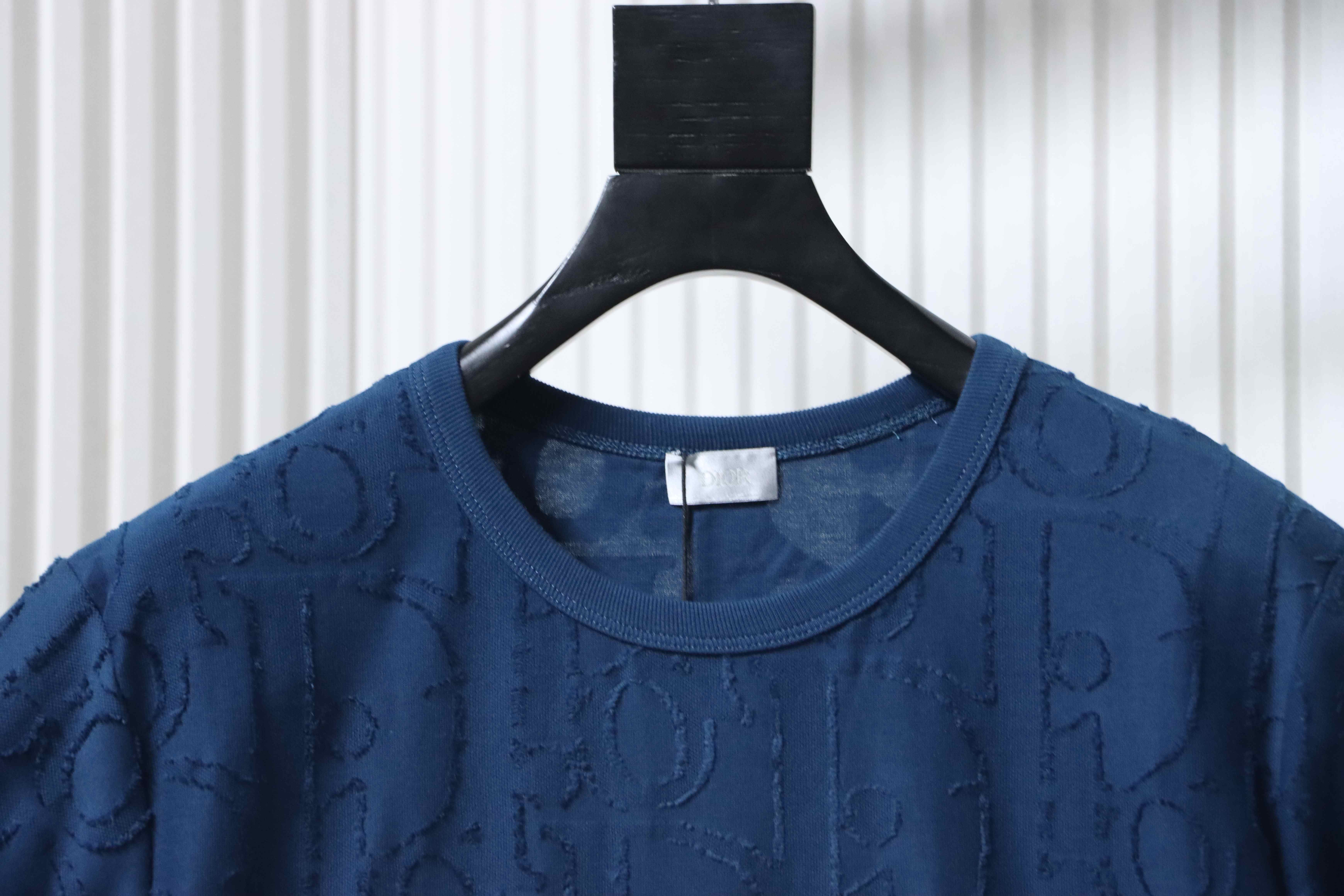 Dior 25ss Full-Canvas Brocade T-Shirt YL Blue