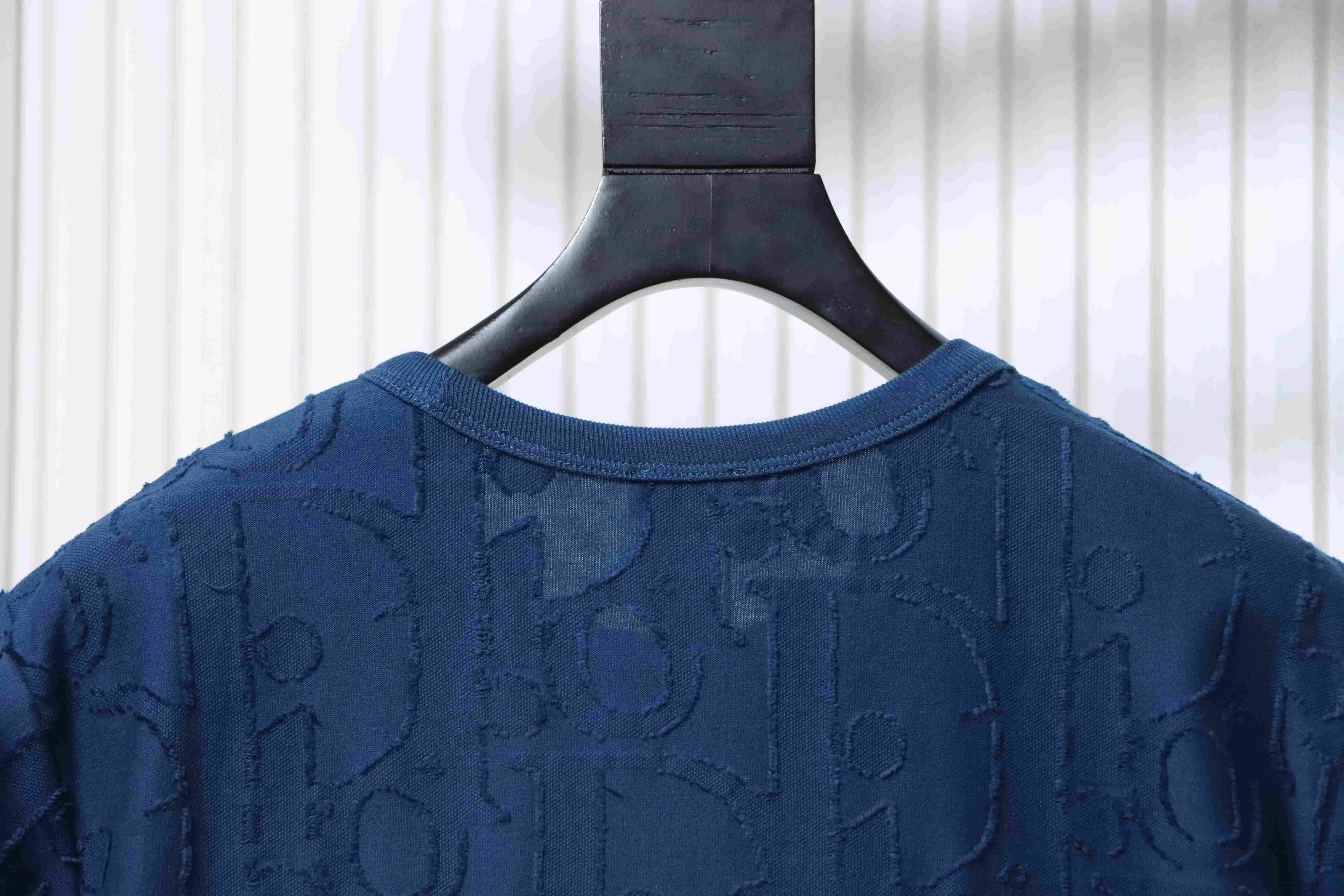 Dior 25ss Full-Canvas Brocade T-Shirt YL Blue