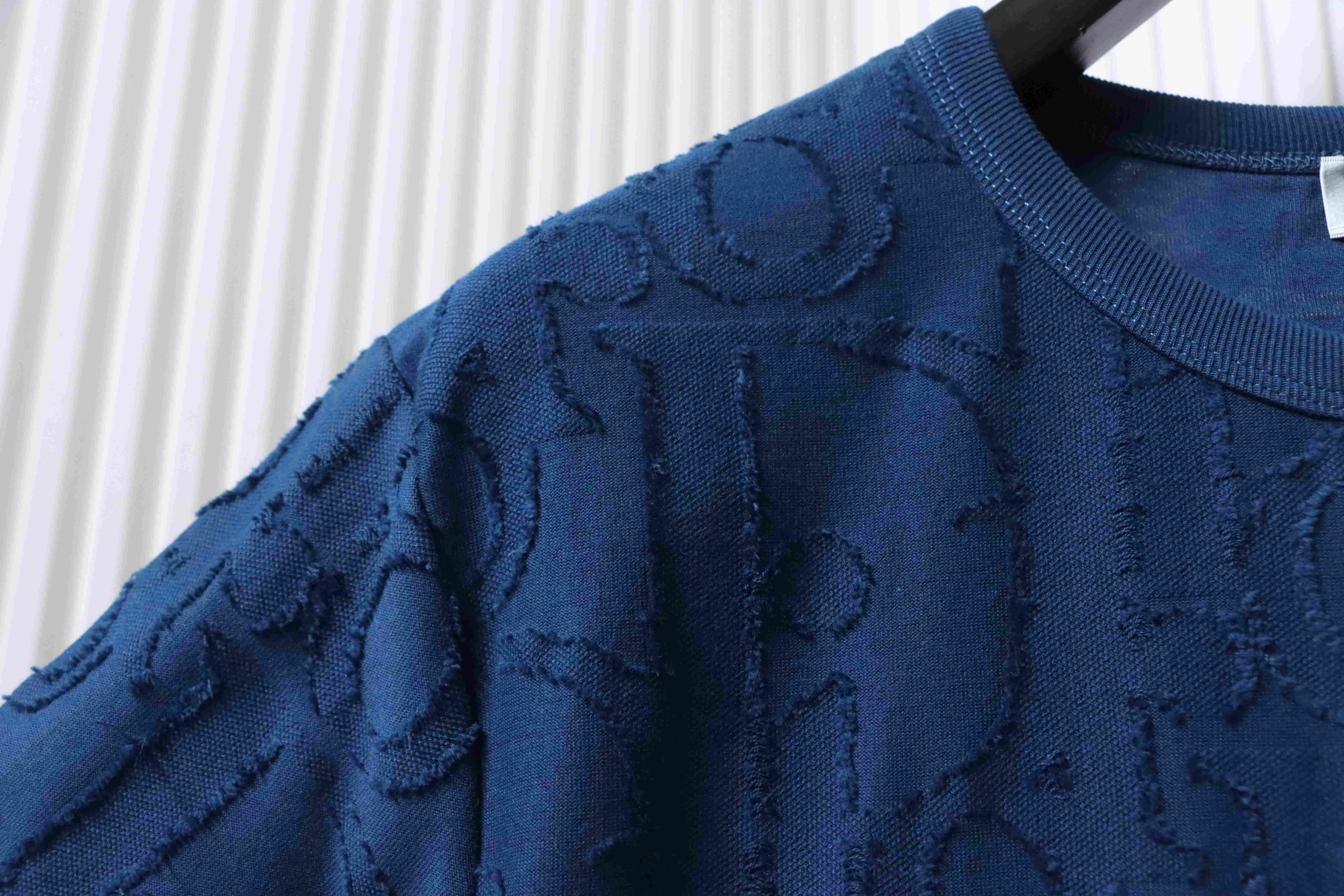 Dior 25ss Full-Canvas Brocade T-Shirt YL Blue