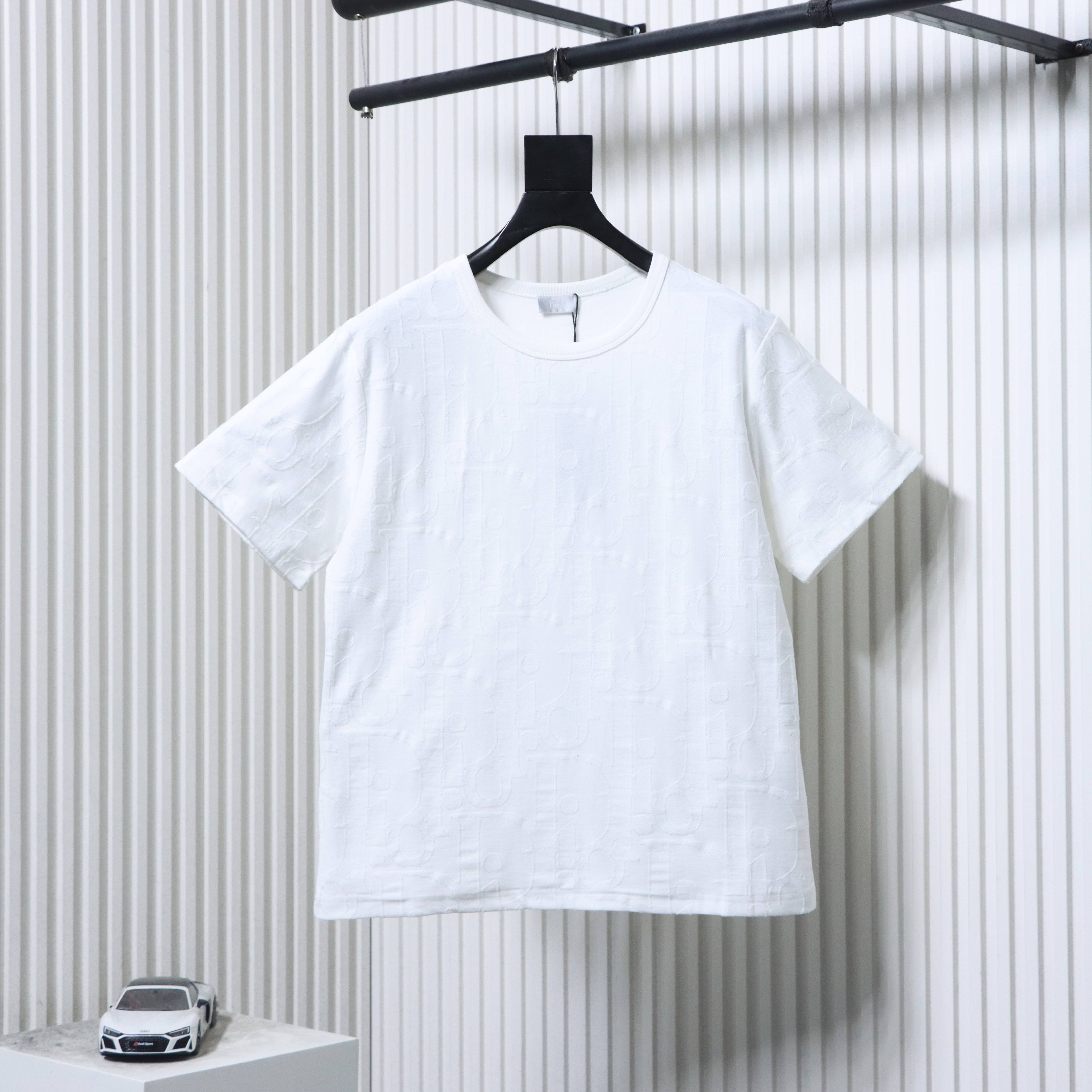 Dior 25ss Full-Canvas Brocade T-Shirt YL White