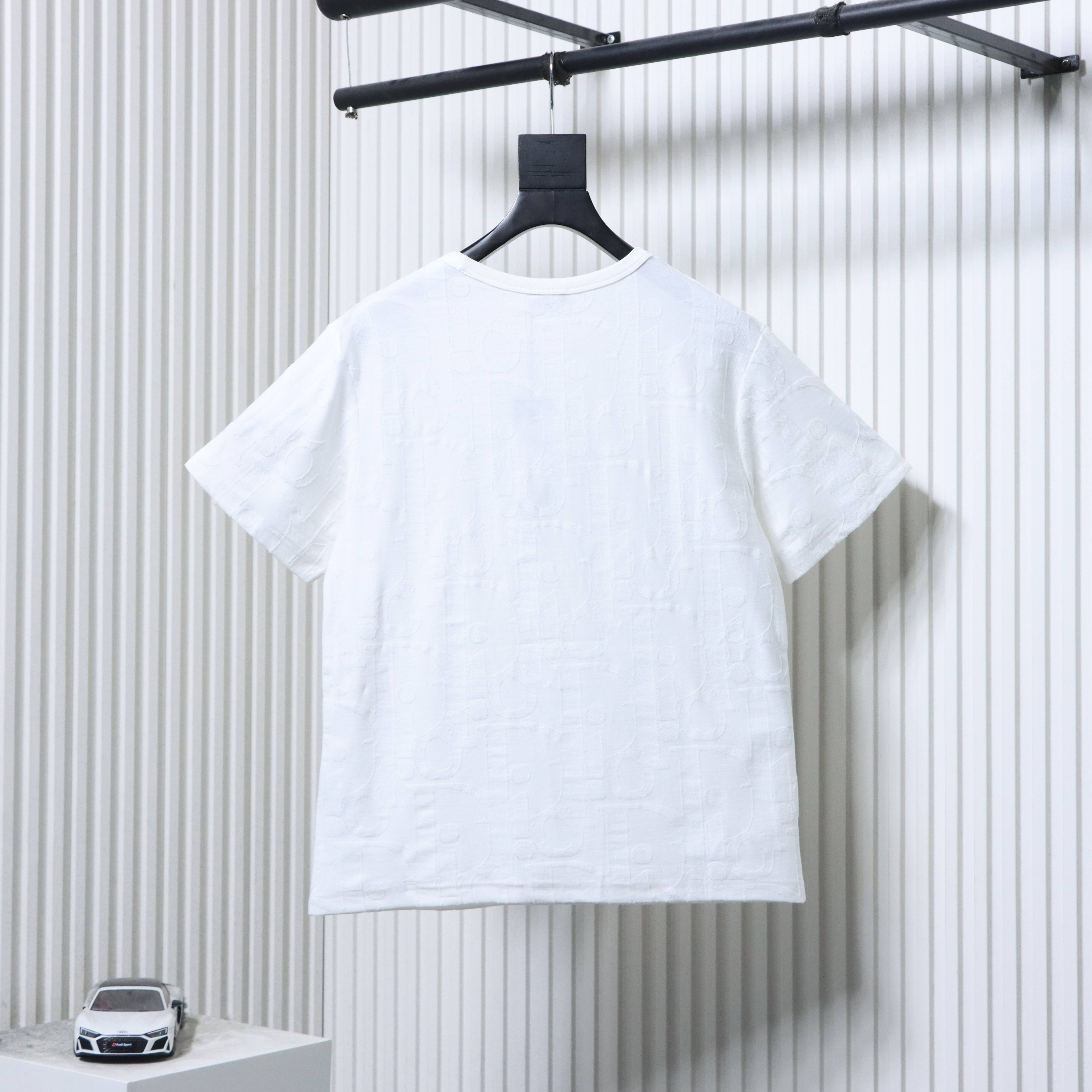 Dior 25ss Full-Canvas Brocade T-Shirt YL White
