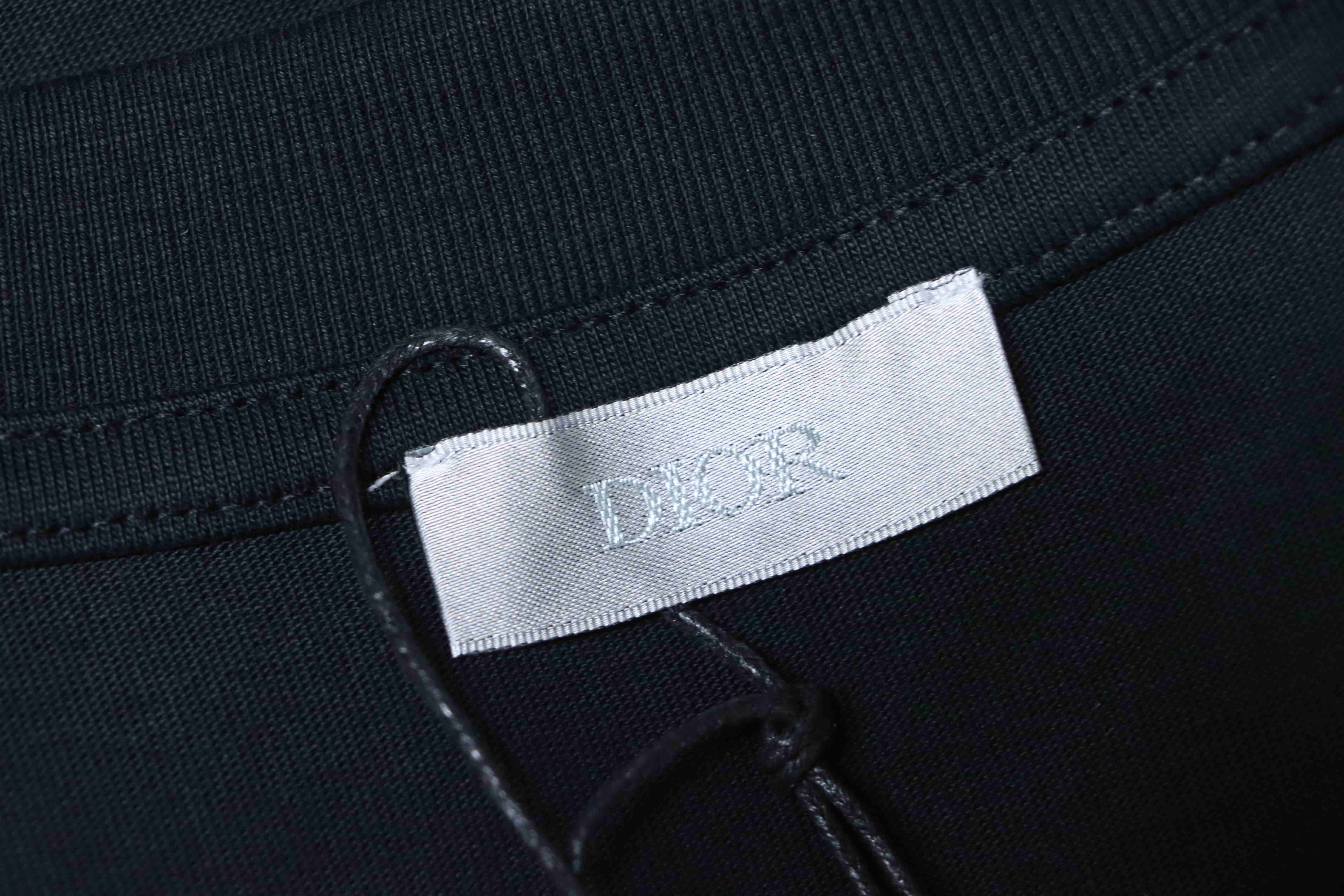 Dior 26ss CD Slogan Embroidery Logo T-shirt YL Black