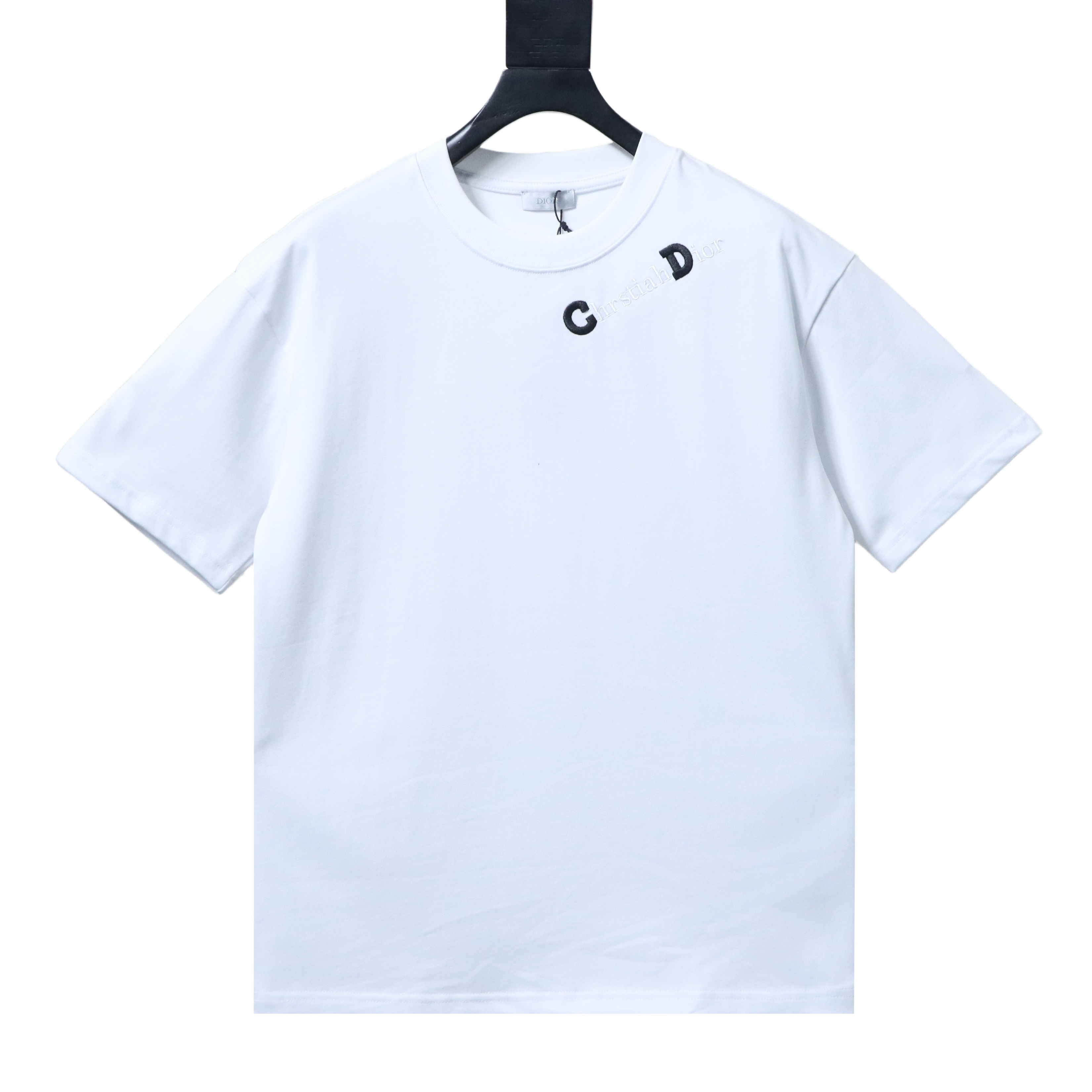 Dior 26ss CD Slogan Embroidery Logo T-shirt YL White